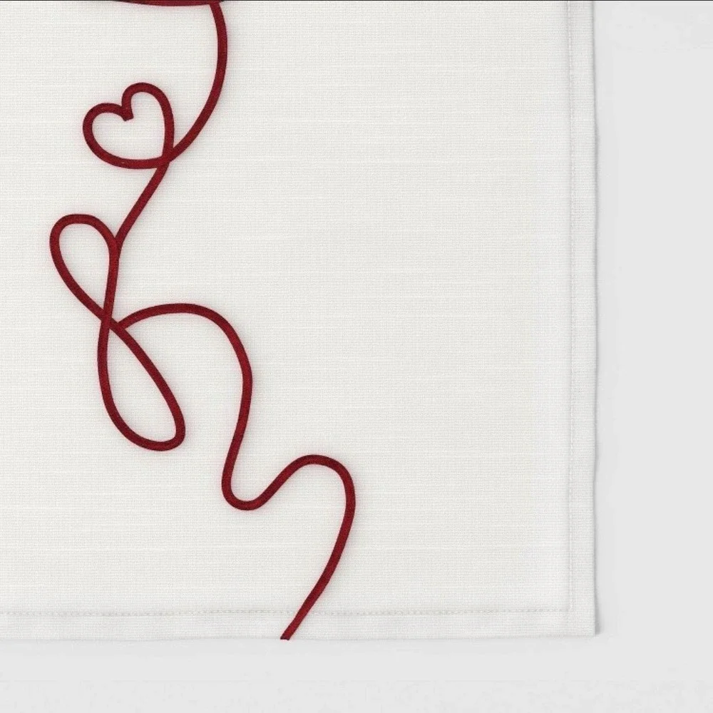 Threshold‎ Love Embroidered Table Runner White Red Heart Valentine's Day Decor